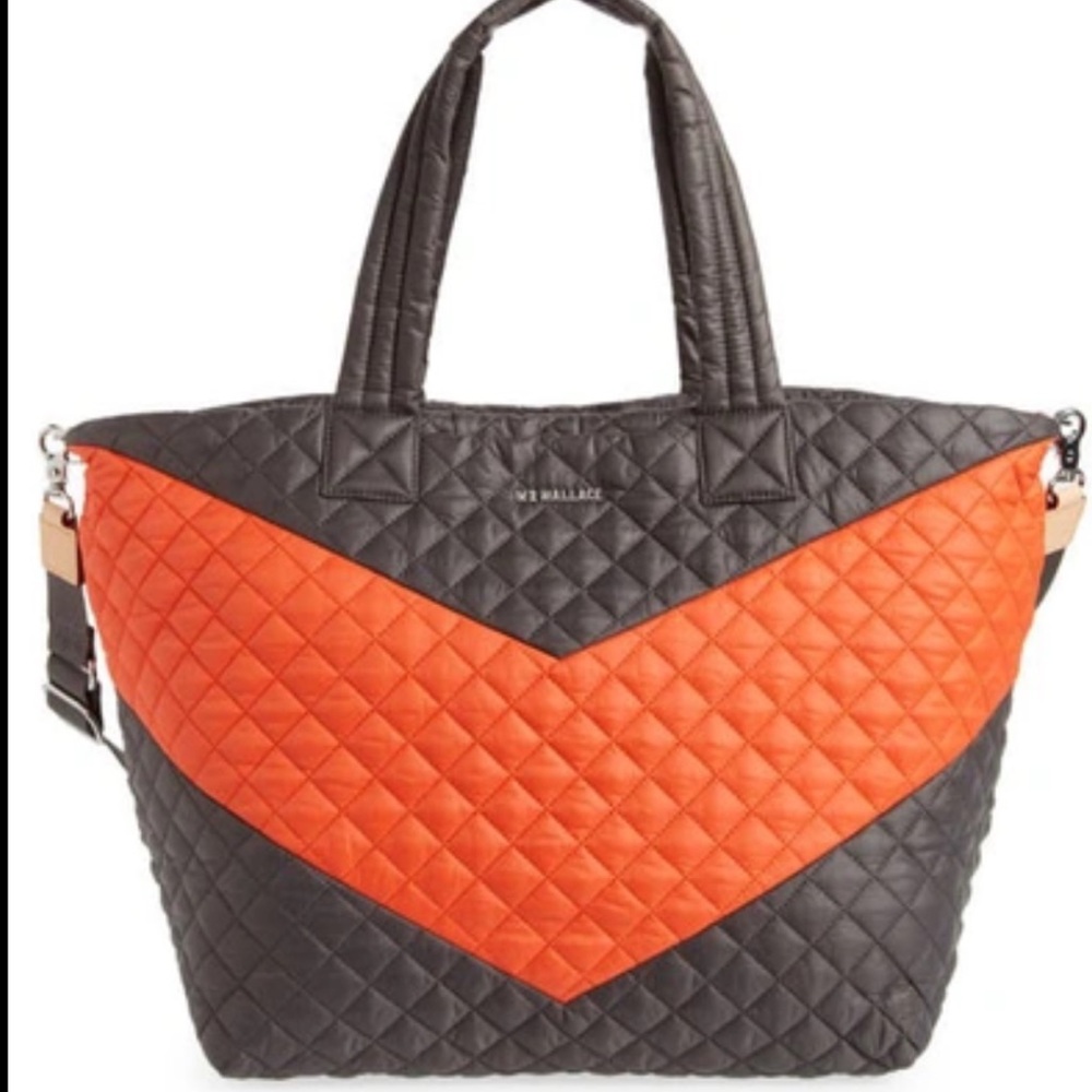 MZ Wallace Large Deluxe Quilted Tote Bag - Flame and Magnet Chevron. Like New!
